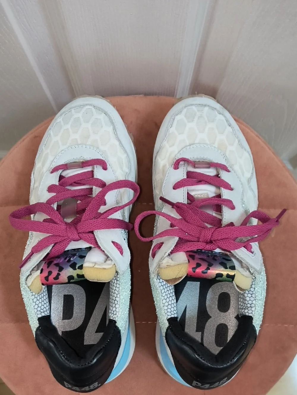 P448 Cancun Sneaker In Glitter/Pearl Size 38 - Picture 5 of 9